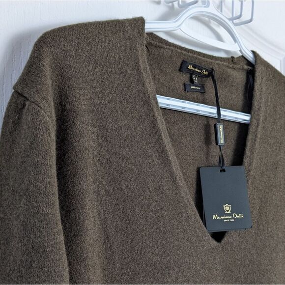 New MASSIMO DUTTI V Neck Wool Blend Sweater Dress Moss Green Small @V - Picture 8 of 12
